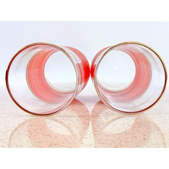 Vintage 60s pair tumblers, tangerine orange, peel skin textured, Federal Glass - Picture 8 of 10
